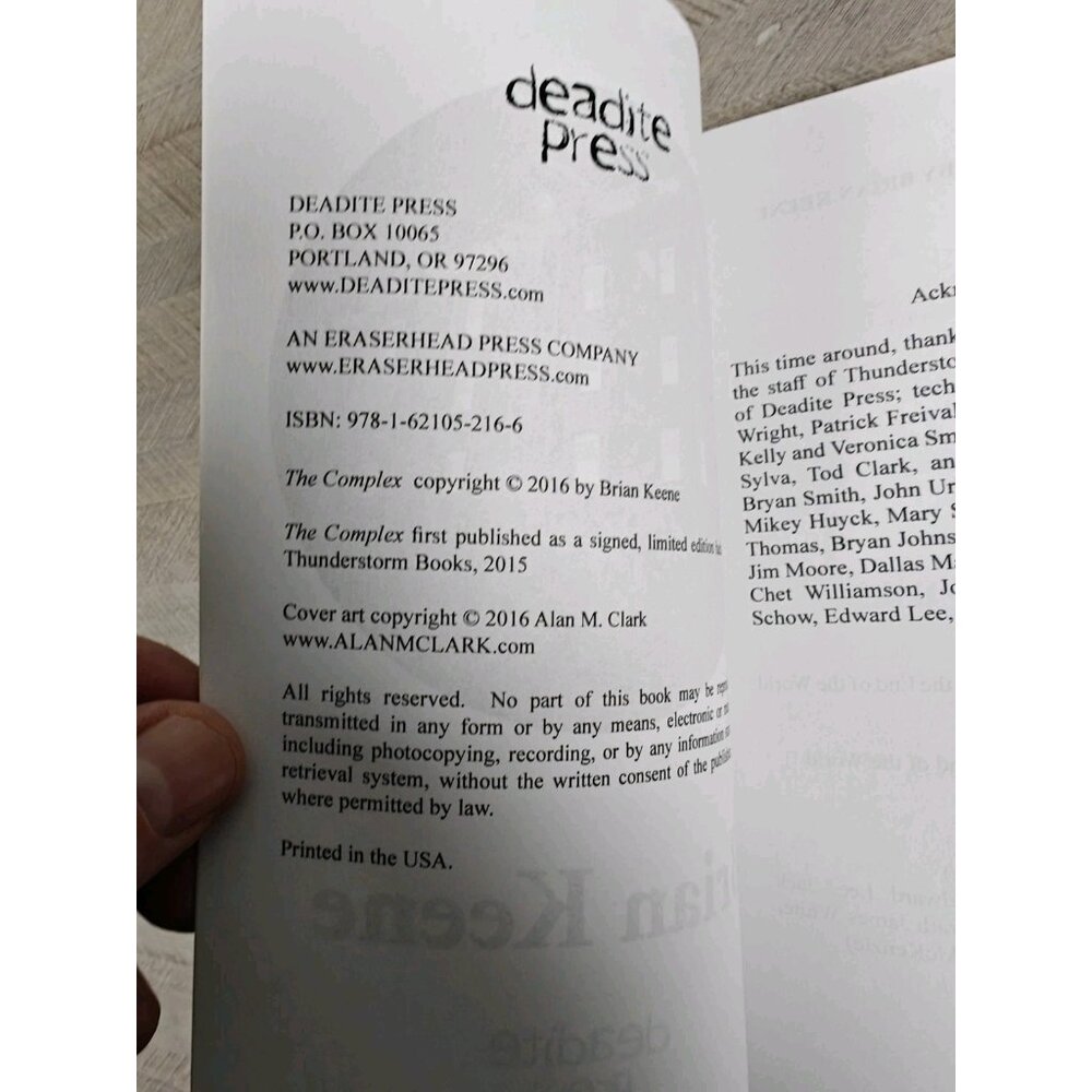 The Complex Brian Keene 2016 Trade Paperback Deadite Press Horror Novel - Picture 6 of 10